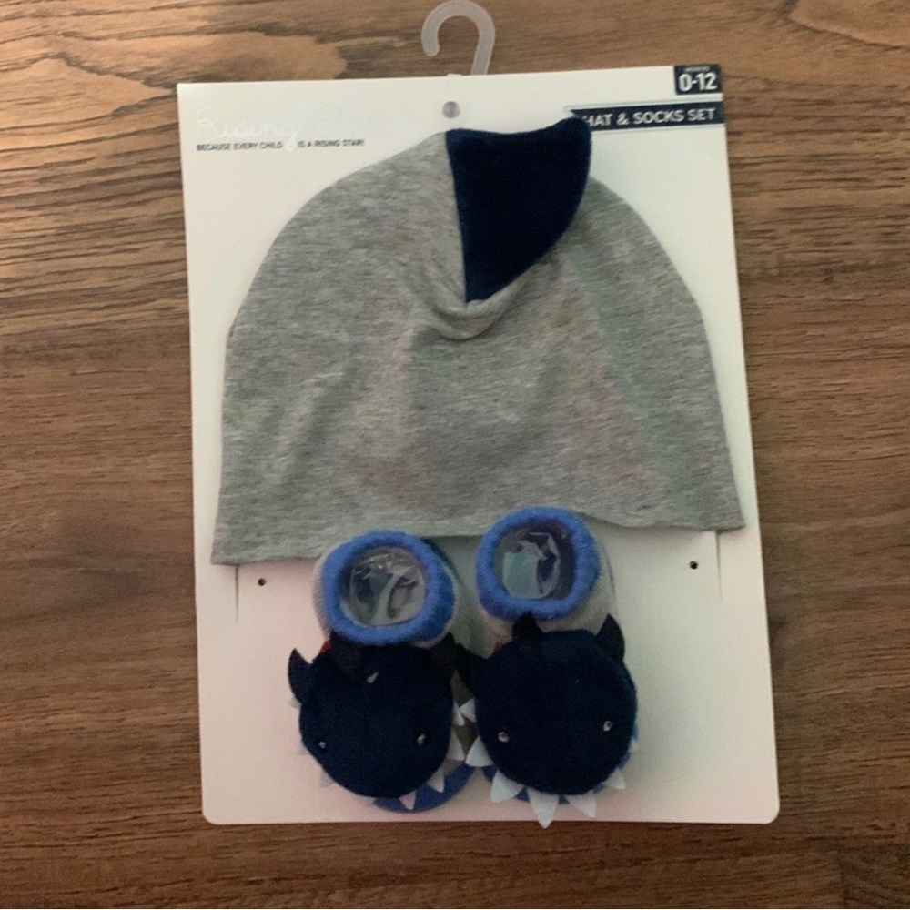 HAT and Sock Set By Rising Star, 0-12 Months, Boy, Dragon Design, Brand New